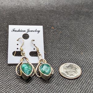 Large Emerald and Sterling Earrings